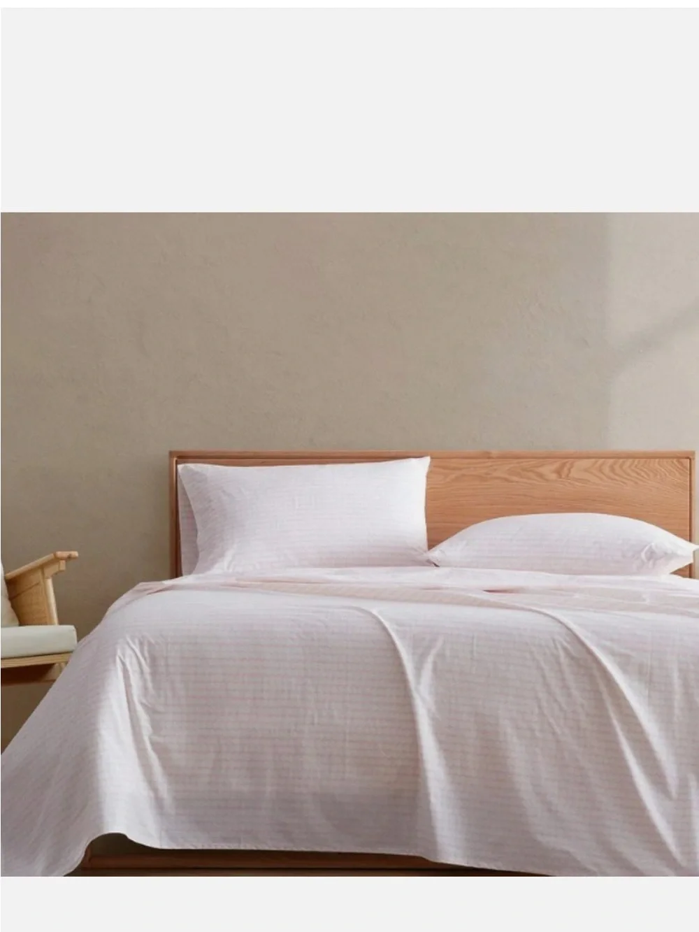 Marimekko Soft pink Blush Thin-Stripe Cotton FLAT SHEET ONLY.